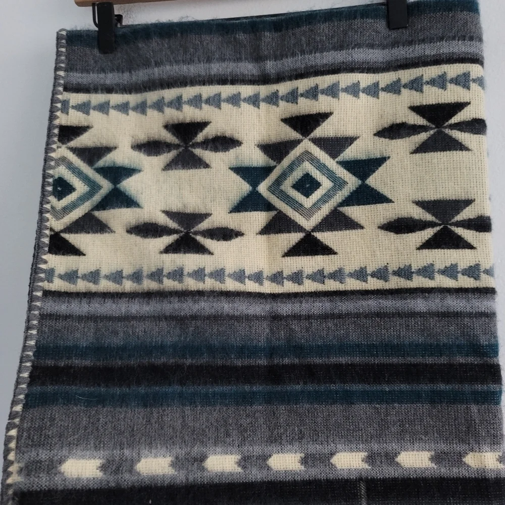 Heartprint Threads‎ Baby Blanket Earthy Southwestern Boho Gray Teal